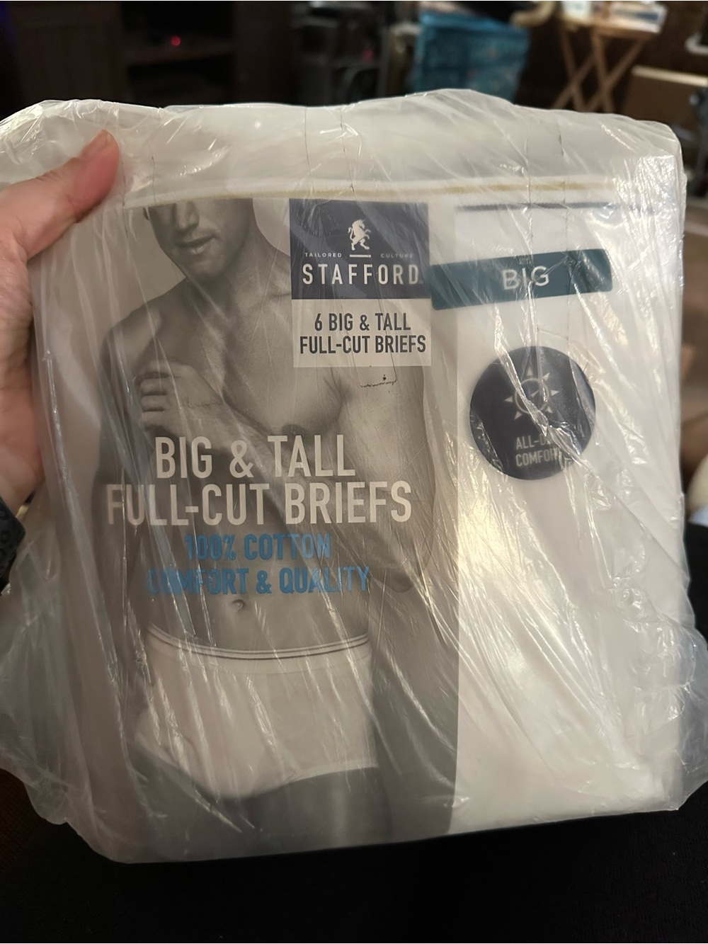 NWT Stafford Big & Tall Full-Cut Briefs White 6 pack Men’s size 56